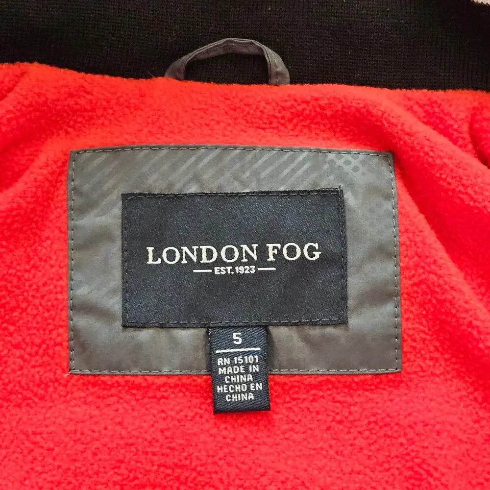 London Fog Boys Hooded Jacket Size 5 Gray Camo Winter Coat‎ Insulated NEW Snow